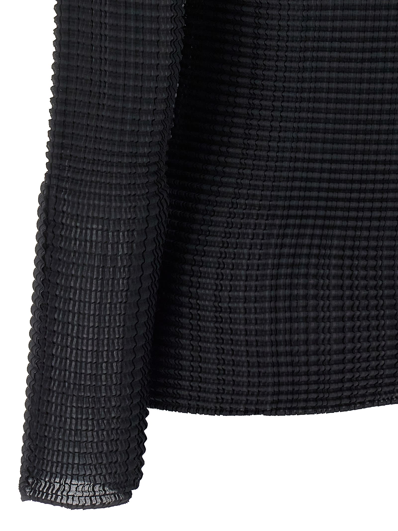 Issey Miyake Black Wooly Pleats Blouse