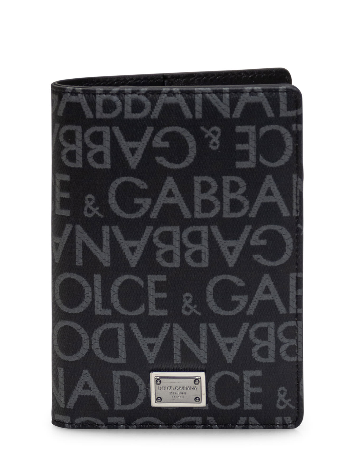 Dolce & Gabbana Card Holder With Logo In Nero/grigio