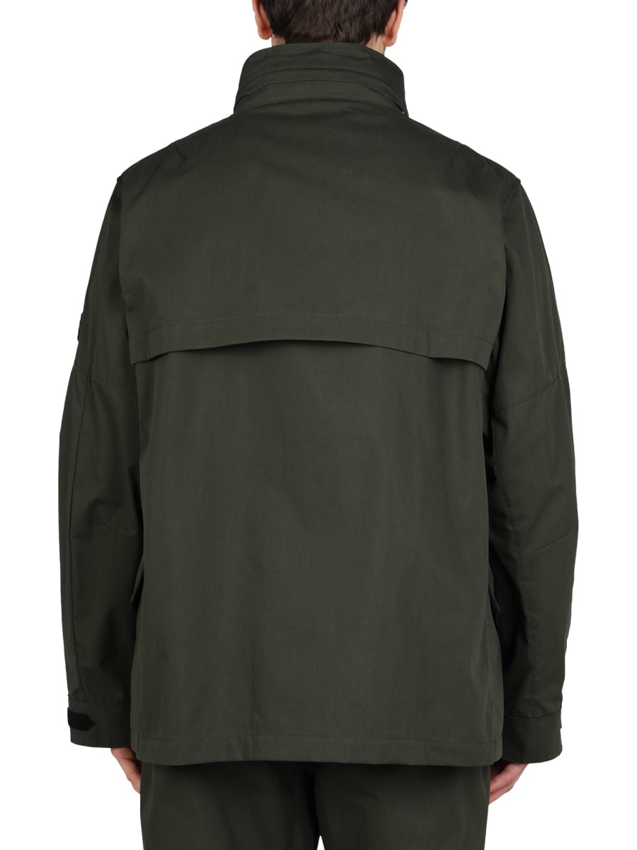 Shop Lardini Double Fabric Jacket In Military Green