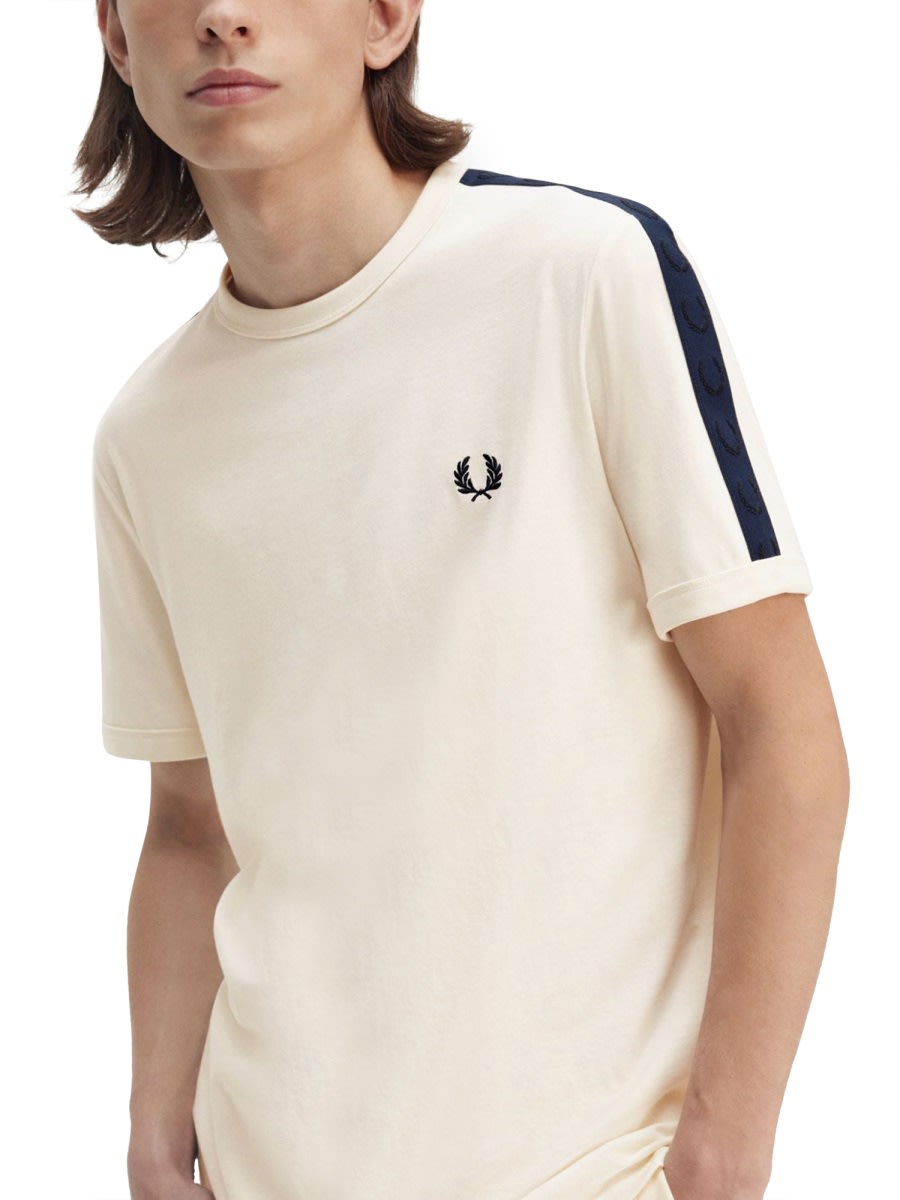 Fred Perry Ringer T-shirt With Contrast Webbing In Neutral