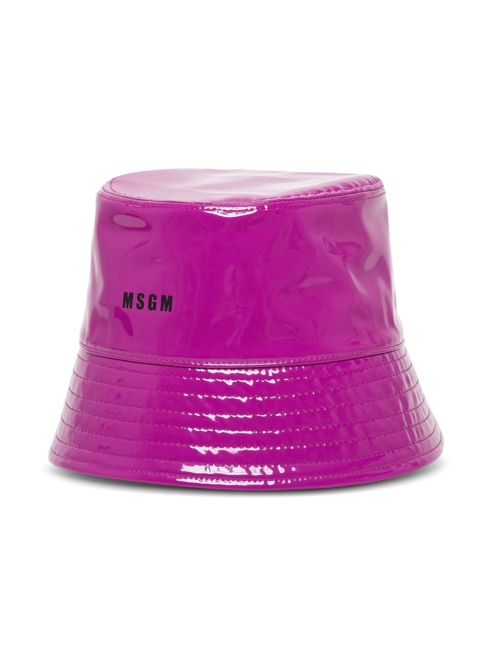 MSGM PINK PATENT LEATHER BUCKET HAT WITH LOGO,3142MDL10121780372