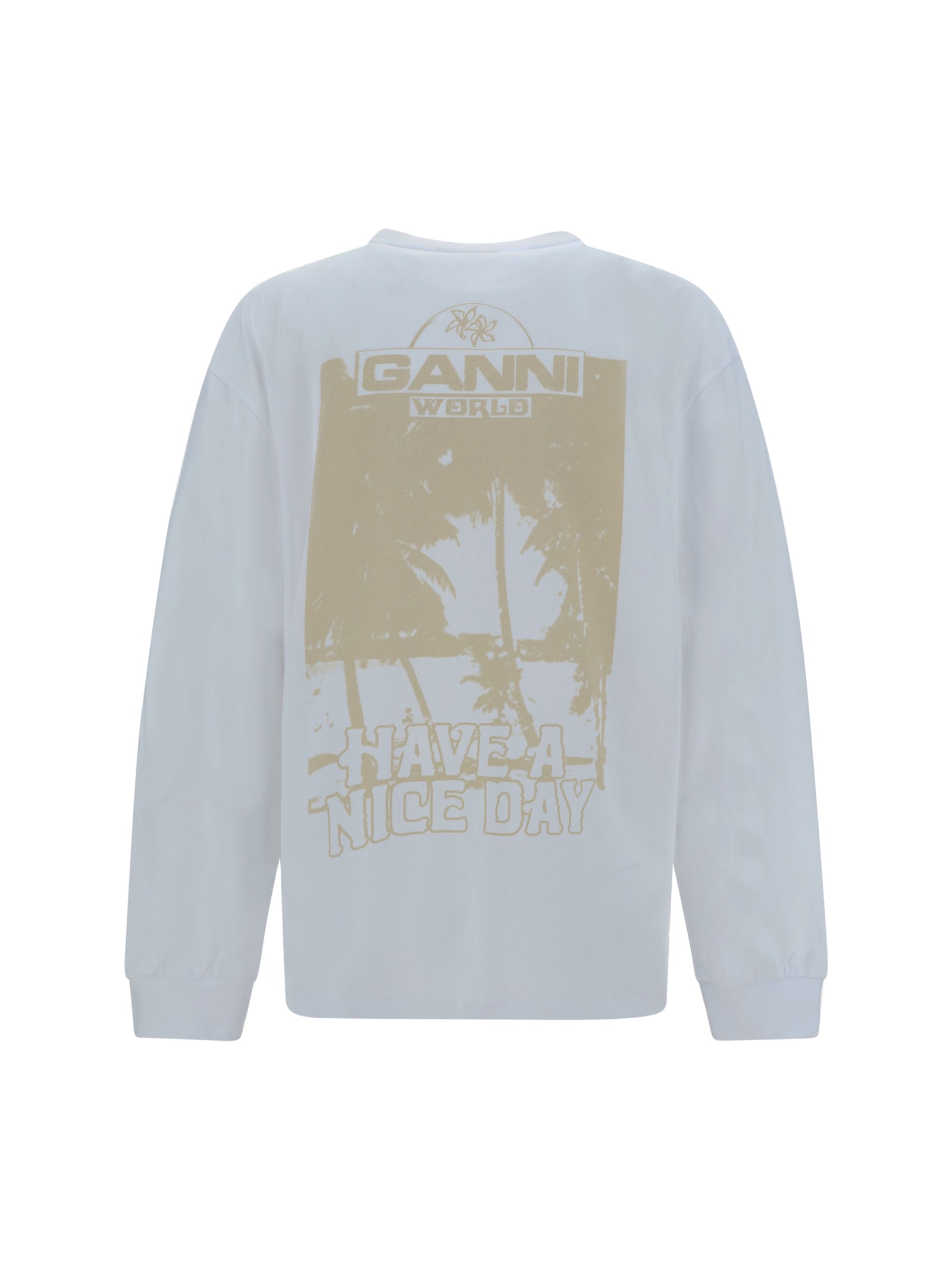 Shop Ganni Long Sleeve Jersey In Bright White