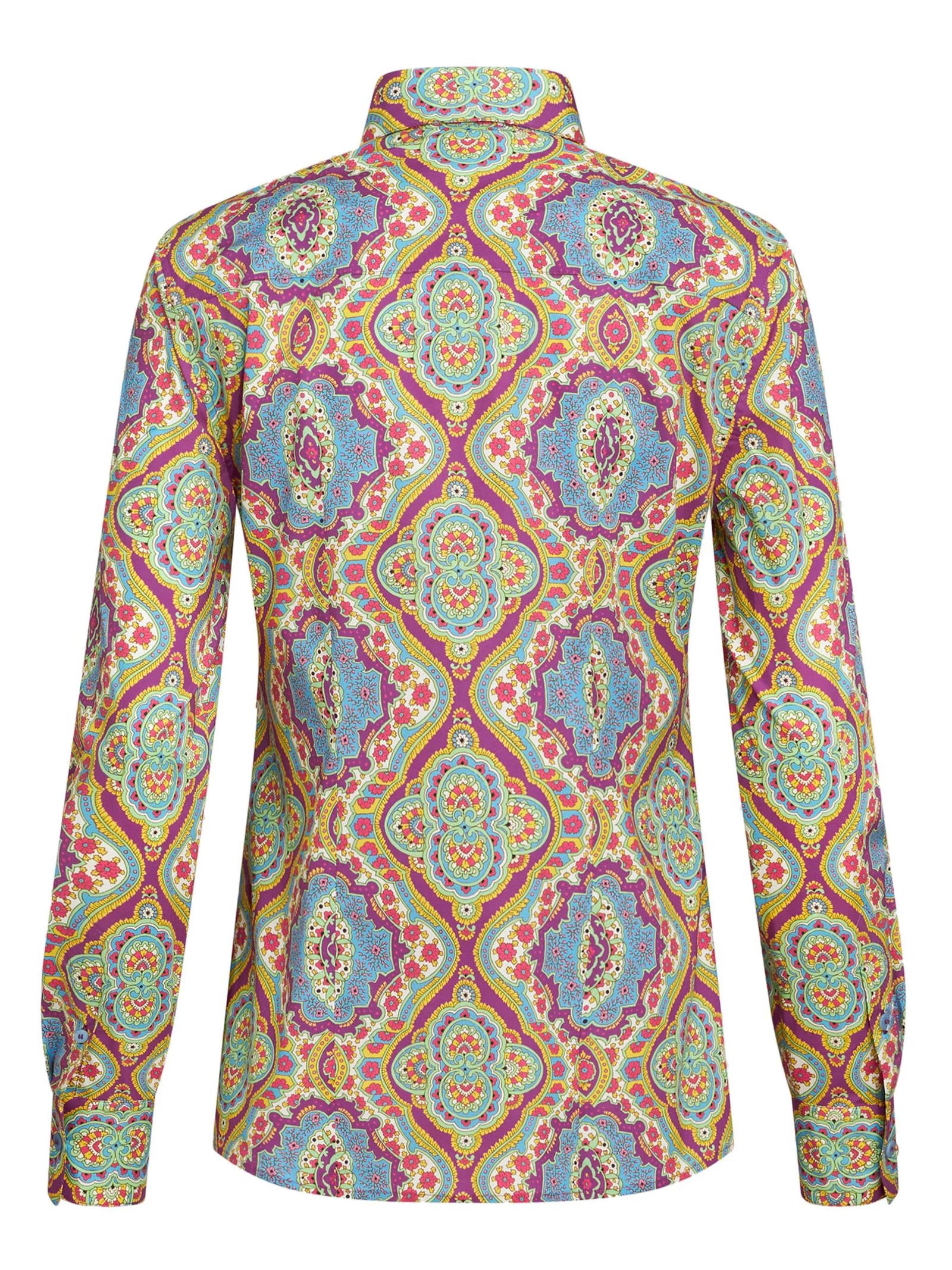 Shop Etro Shirt In Stretch Cotton In Multicolour