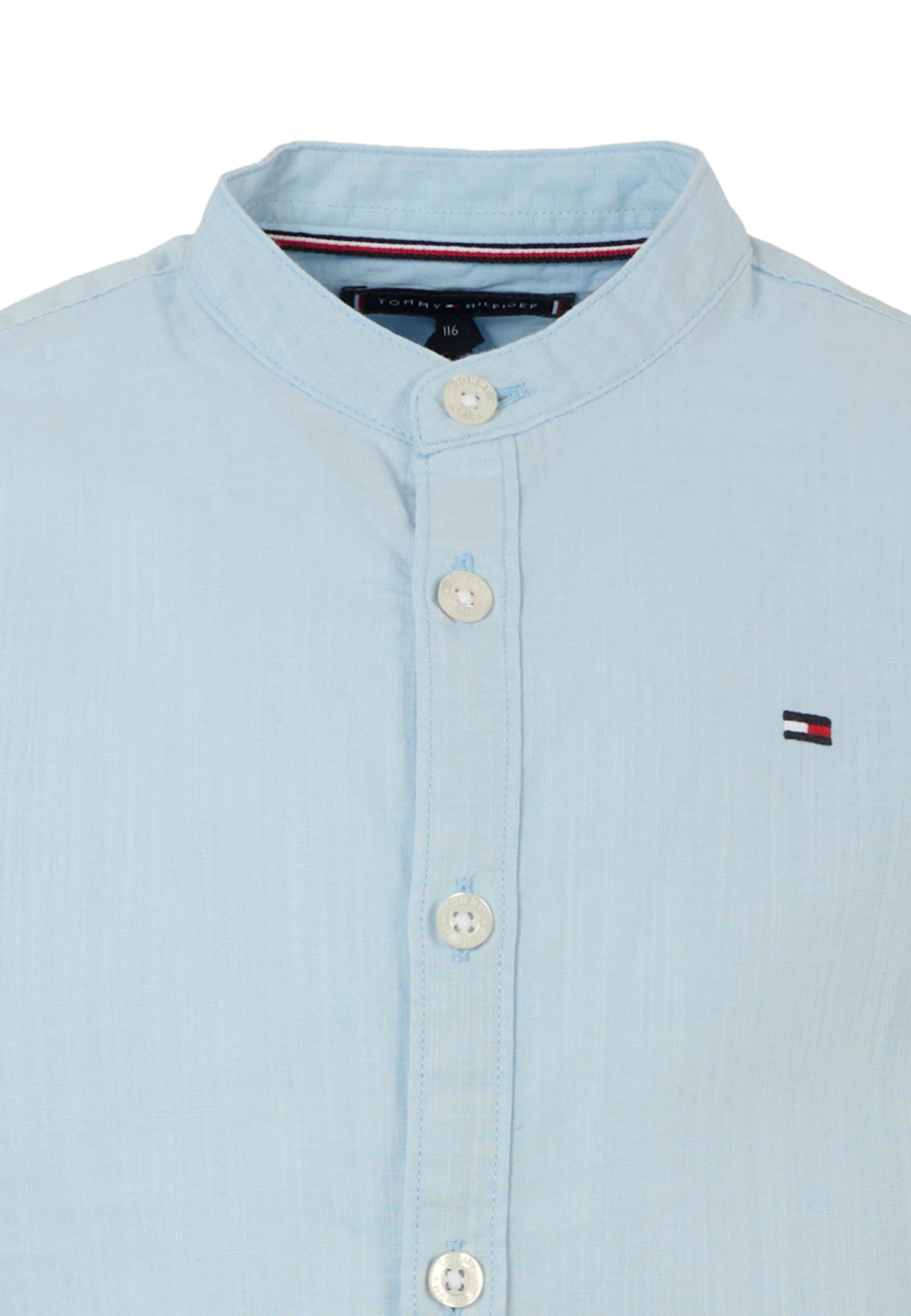 Tommy Hilfiger White Shirt For Baby Boy With Flag In Blue