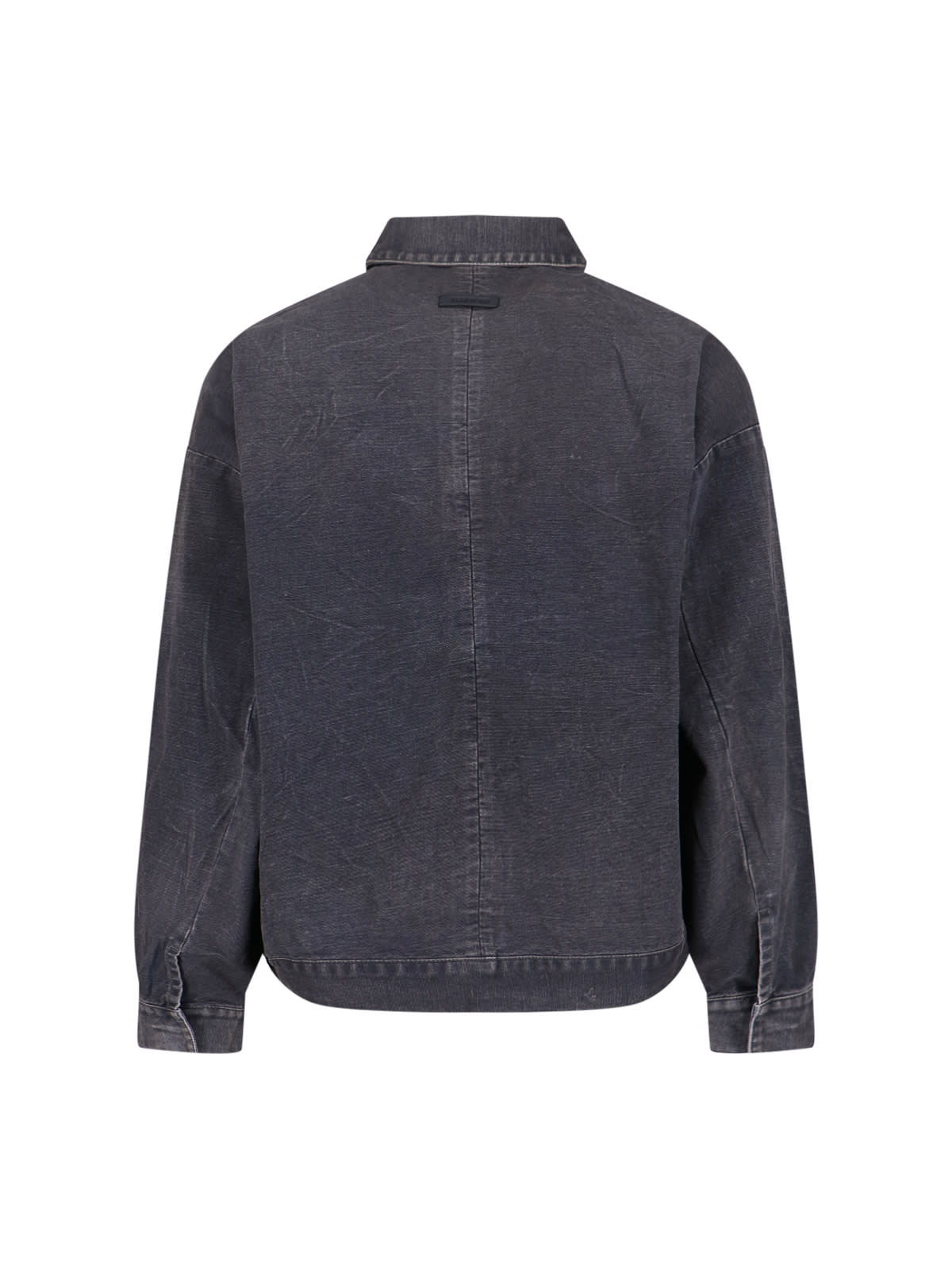 Fear Of God Mens Washed Black Utility Cropped Denim Jacket In Black