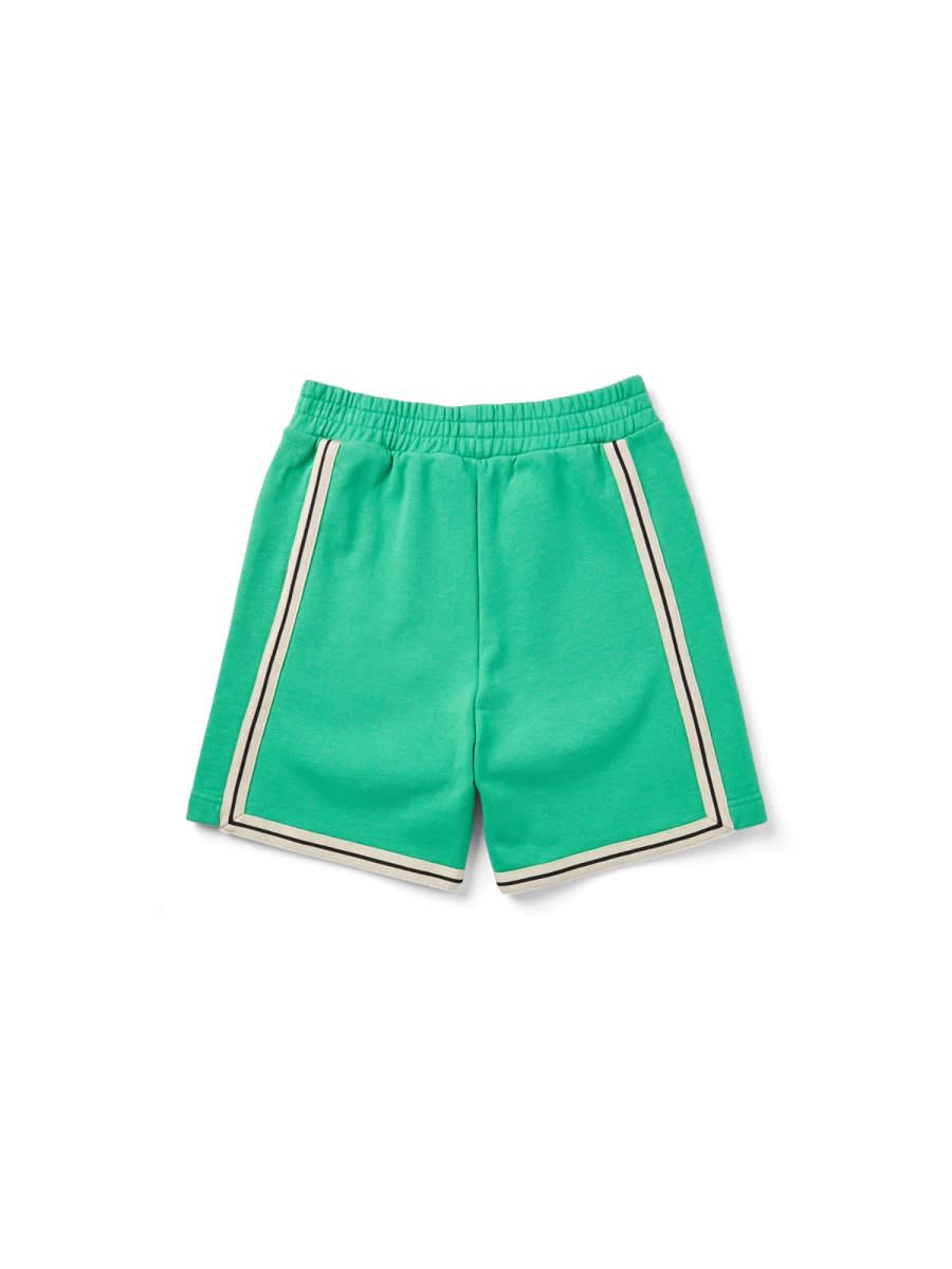 Palm Angels Logo Shorts In Green