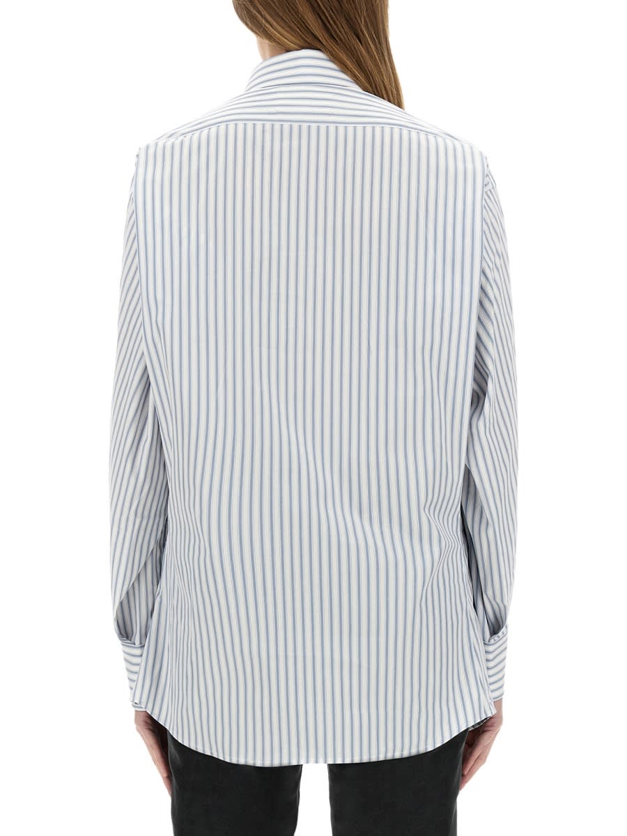 Maison Margiela Striped Dress-shirt Featuring Button Detail In Baby Blue