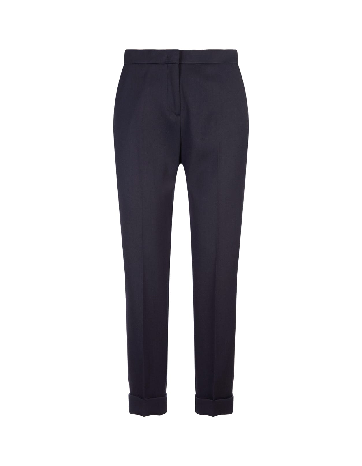 Blue Stretch Wool Cropped Trousers