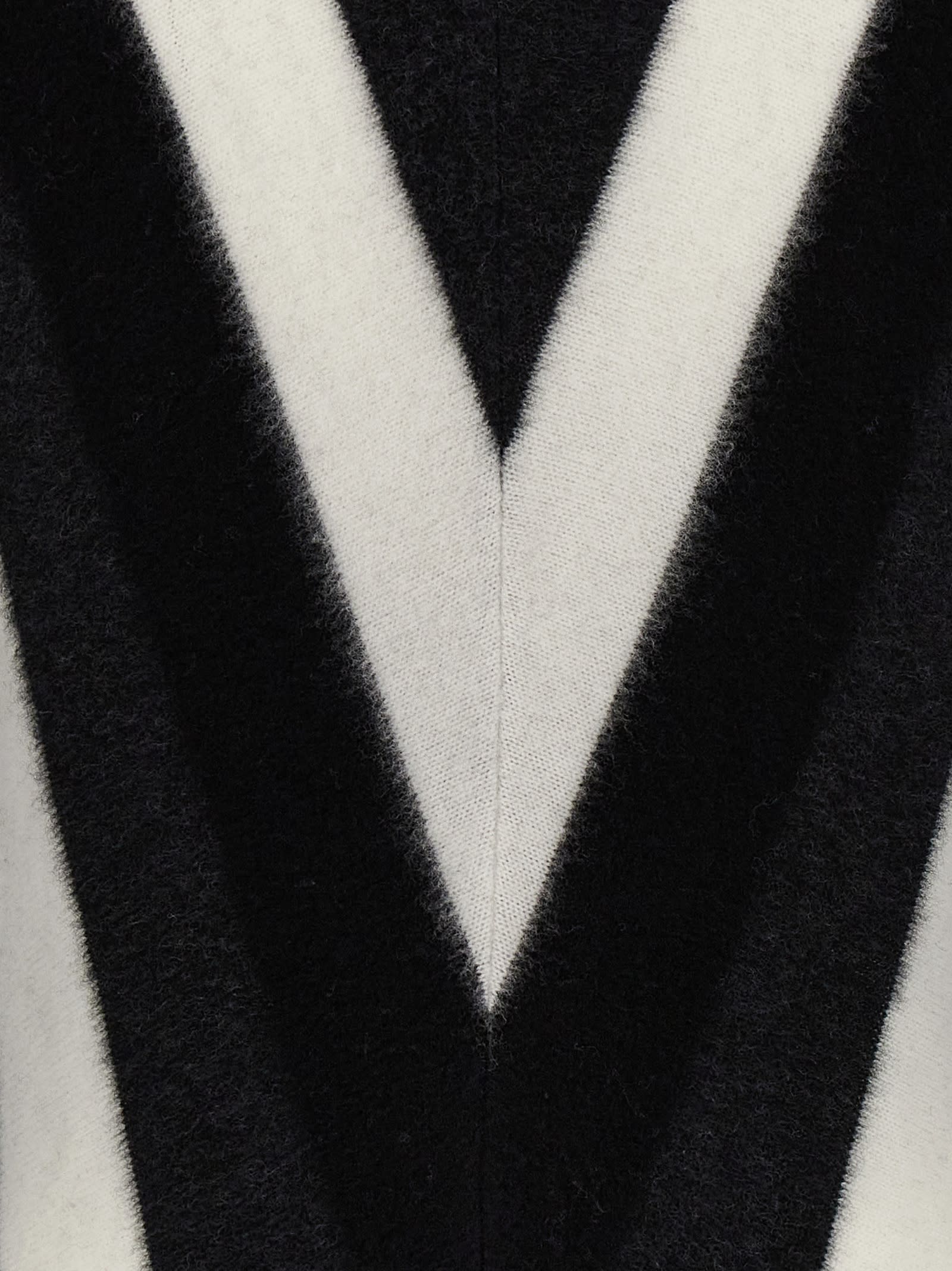 Saint Laurent Turtleneck Geometric Pattern Sweater In White/black