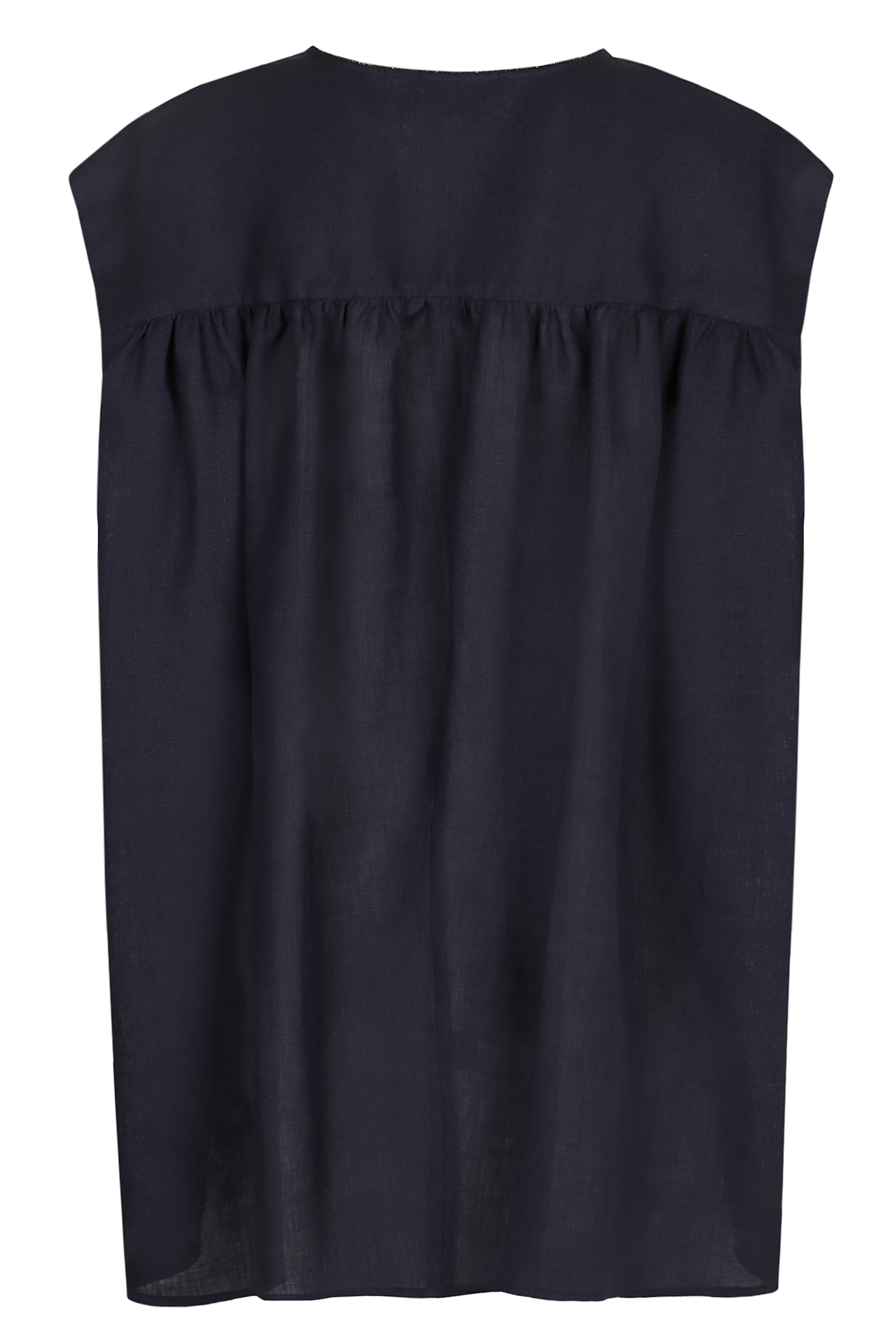 Fabiana Filippi Loose V-neck Sleeveless Top In Blue