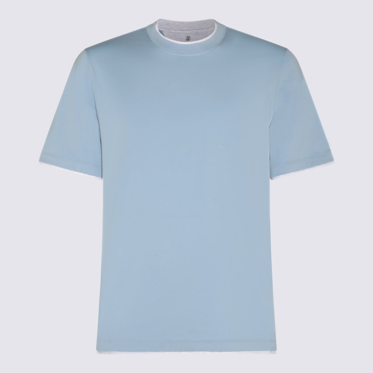 Shop Brunello Cucinelli Ligth Blue Cotton T-shirt