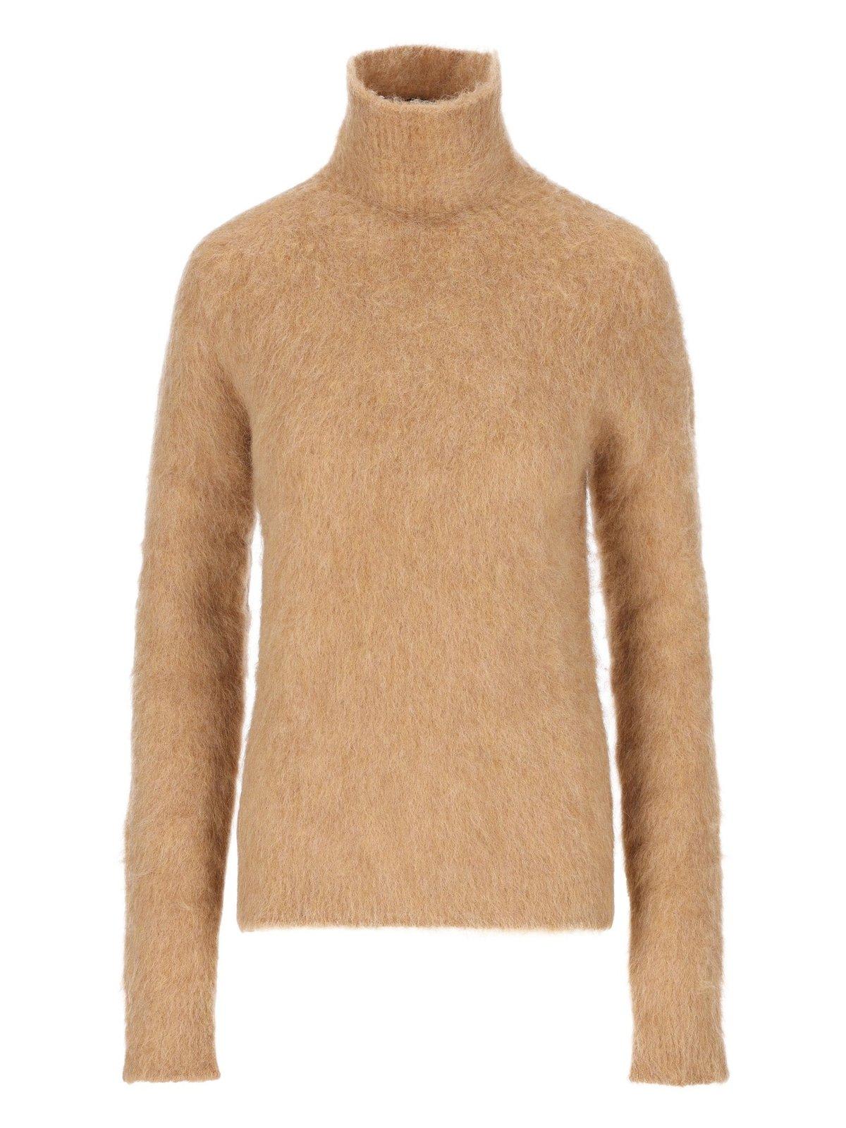 Shop Sportmax Turtleneck Knitted Jumper In Cammello