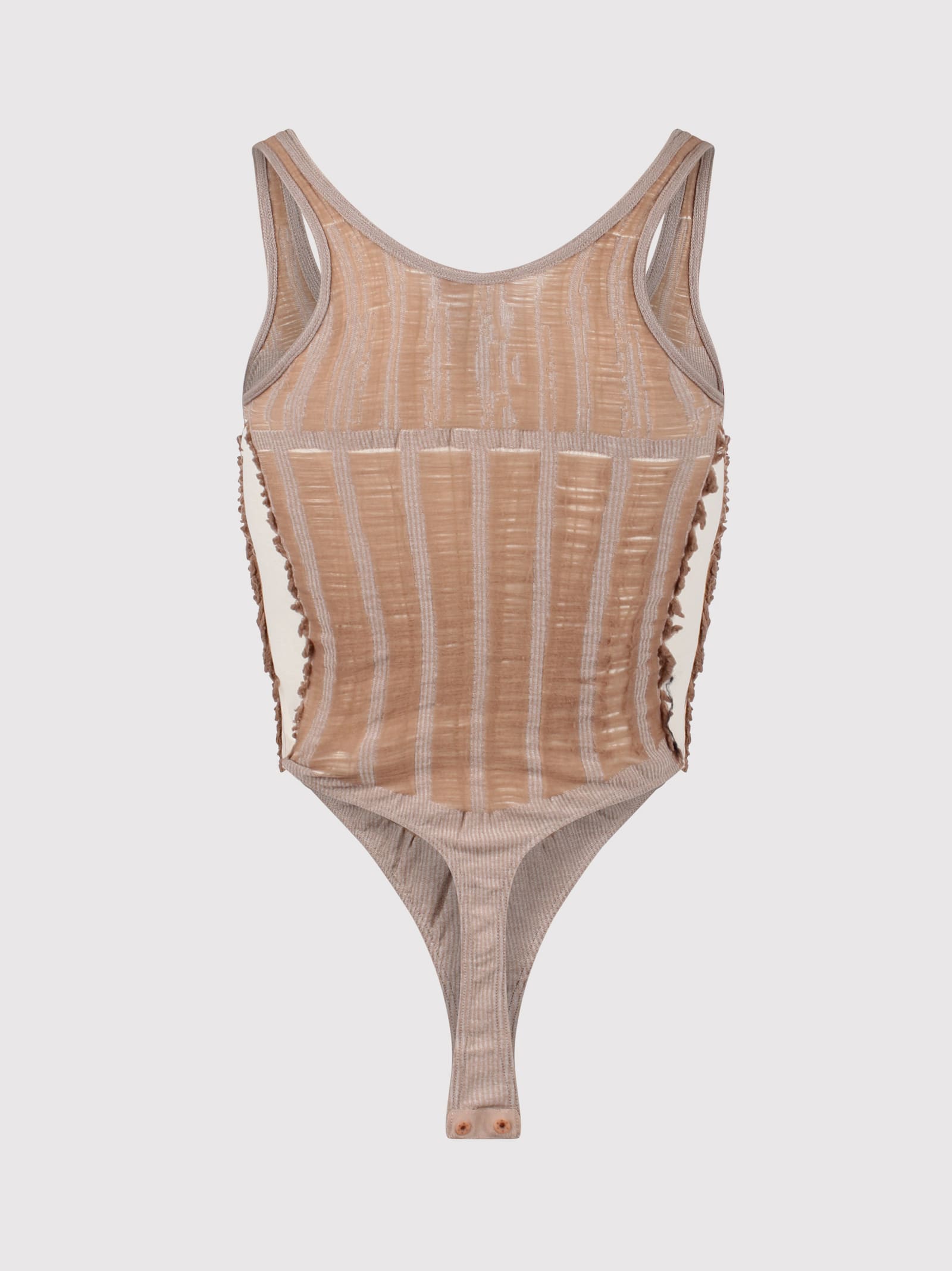 Diesel 'm-calimera' Beige Dress With Insert Design And Second Skin Effect