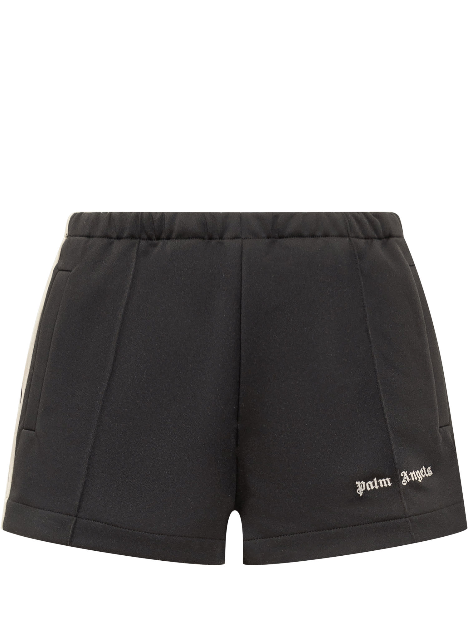 Shop Palm Angels Shorts With Logo In Black Off White