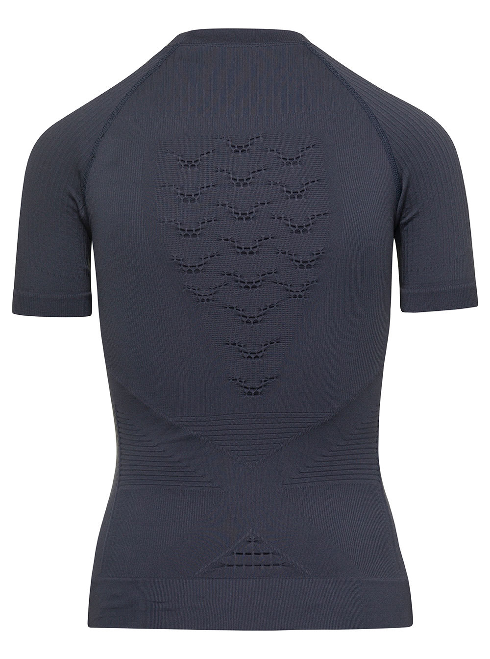 Shop Balenciaga Energy Accumulator Dark Grey Fitted T-shirt With Perforated Details In Stretch Polyamide Woman