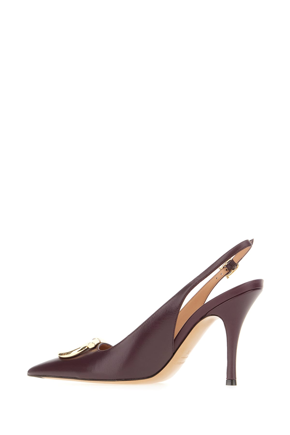 Ferragamo Sara 95 Leather Slingback High Heel In Burgundy