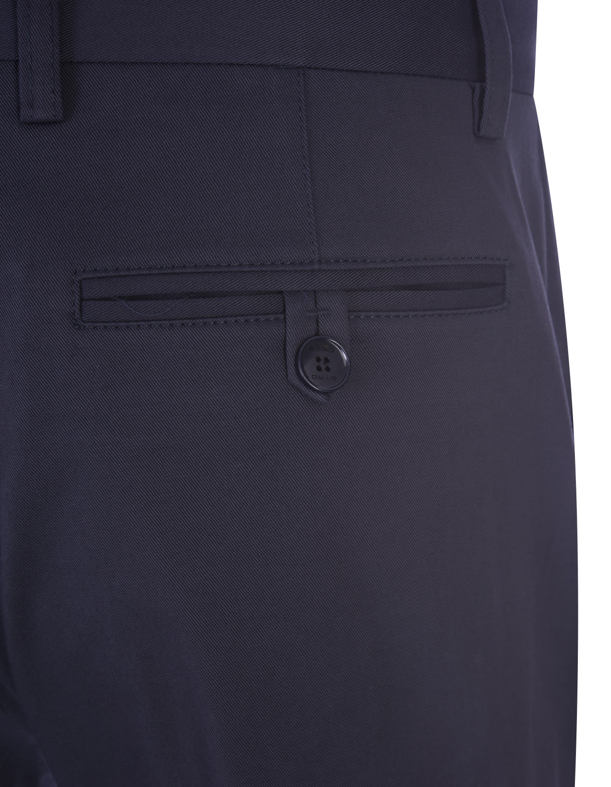 Shop Etro Classic Trousers In Navy Blue Stretch Cotton