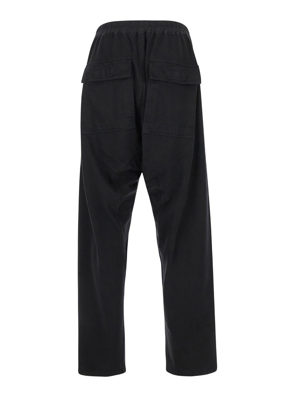 Shop Drkshdw Black Cargo Pants With Elastic Waist With Drawstrings And Drop Crotch In Cotton Man