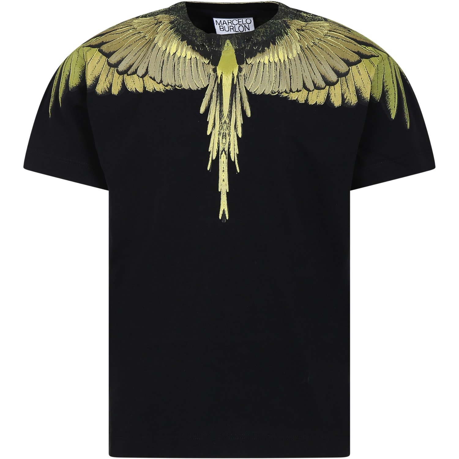 Marcelo Burlon County Of Milan Kids' Black T-shirt For Boy With Wings