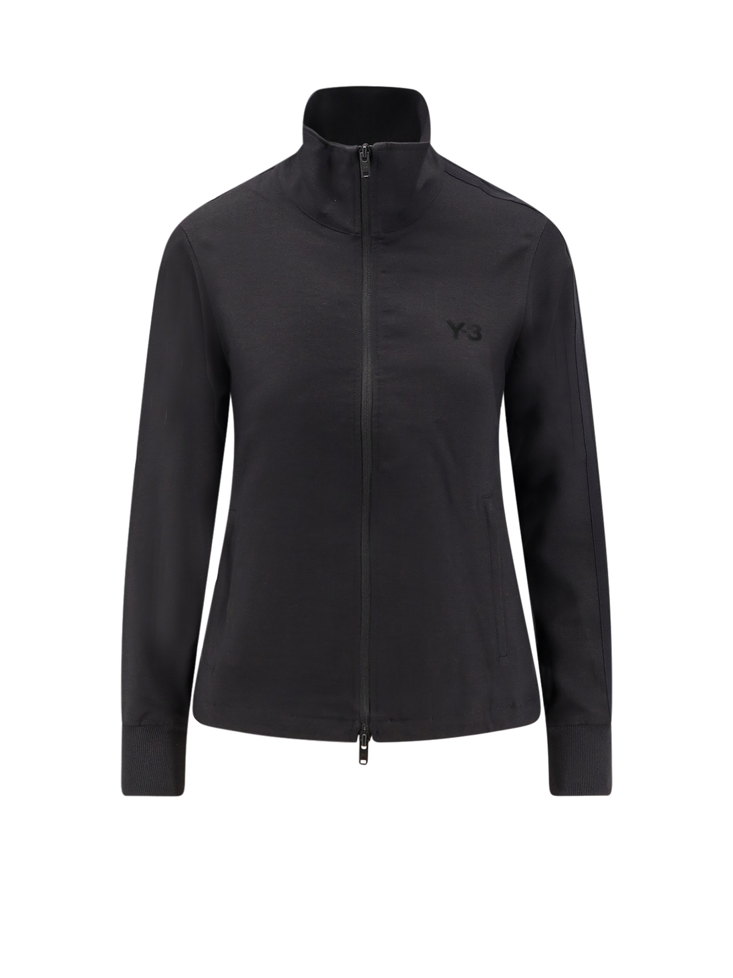 Y-3 High Collar Long Sleeve Sweatshirt Jacket In Black