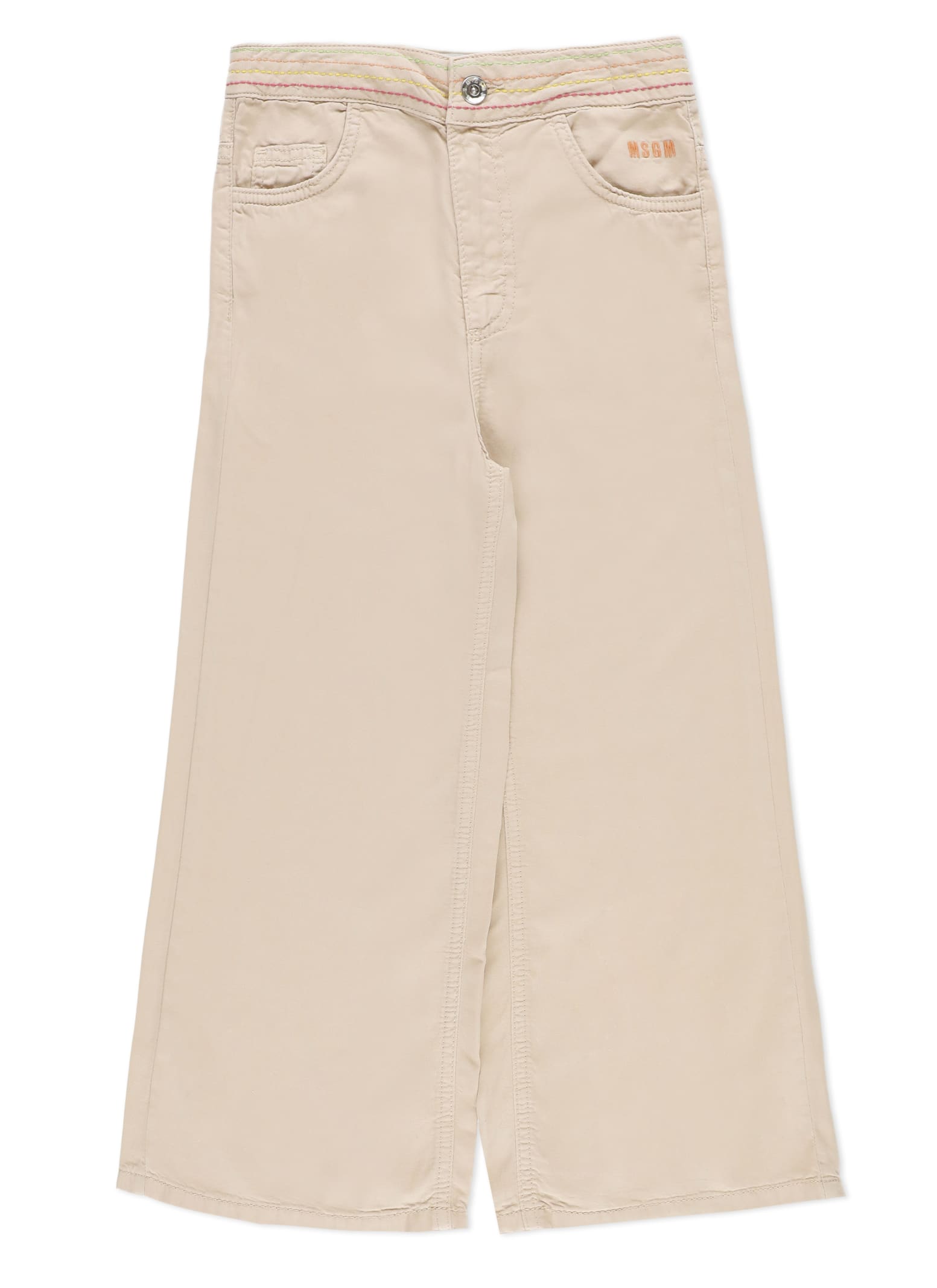 Shop Msgm Palazzo Pants In Beige