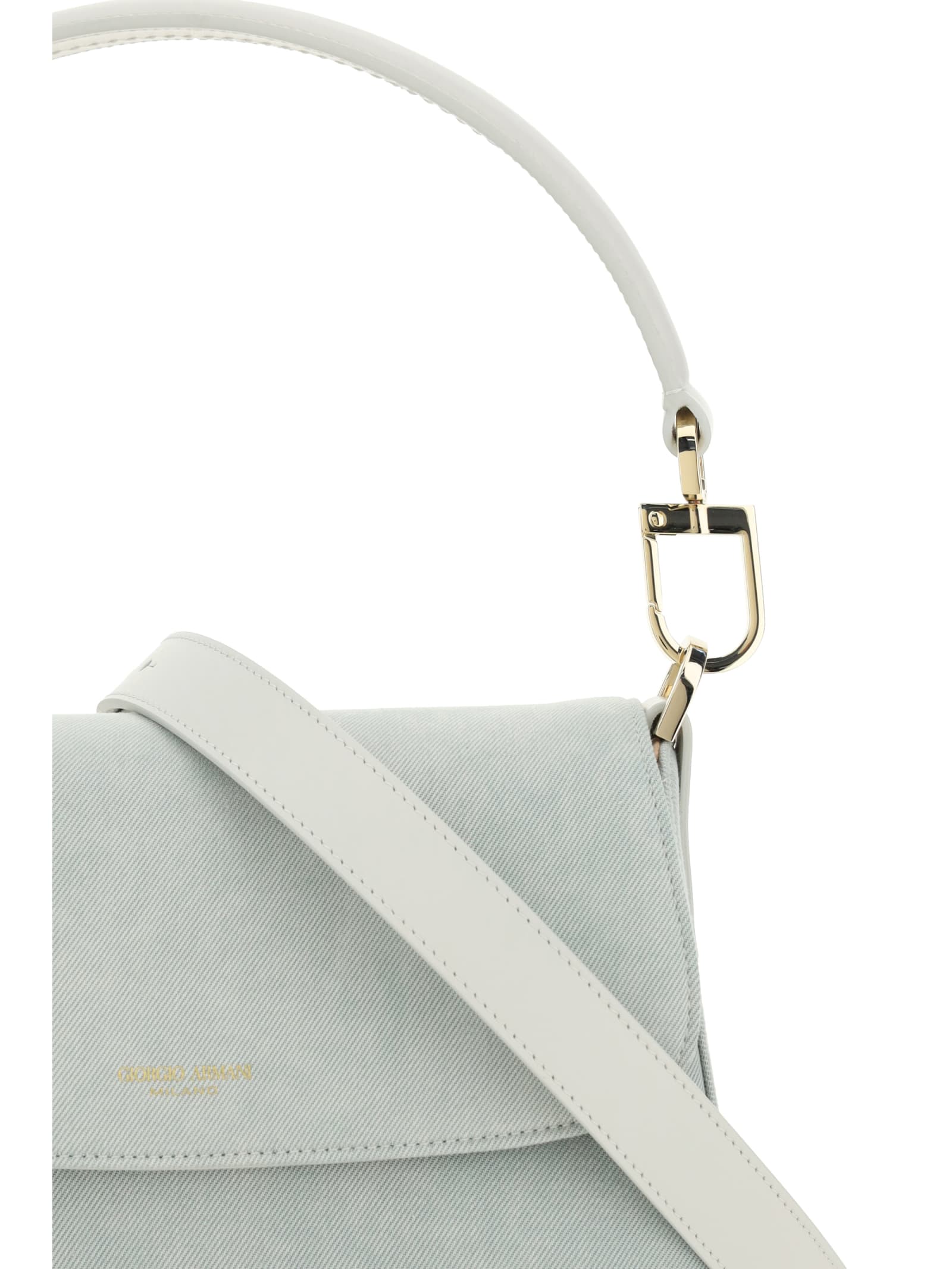 Shop Giorgio Armani Baguette Shoulder Bag In Salvia/taupe