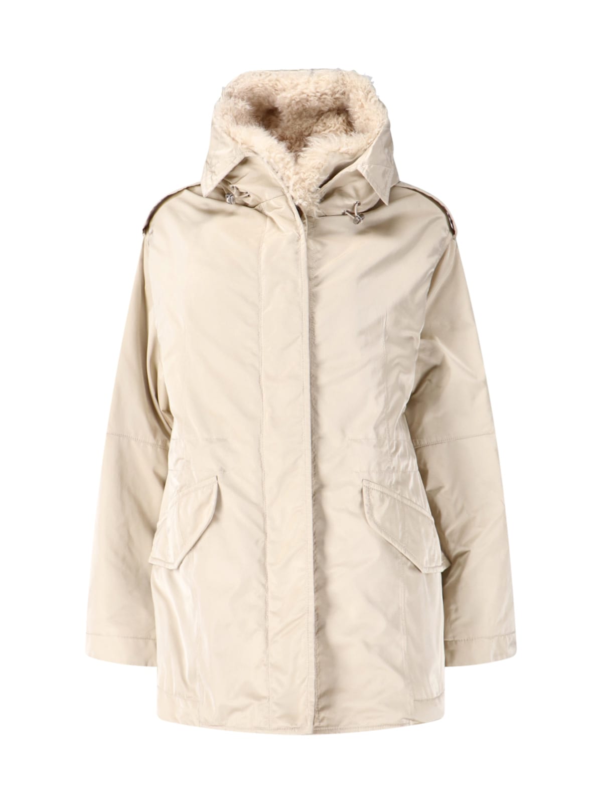 Ermanno Scervino Casual Jacket With Hood And Pockets In Neutral