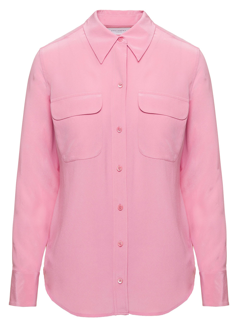 Shop Equipment Pink Shirt With Patch Pockets With Flap In Silk Woman In Wild Rose