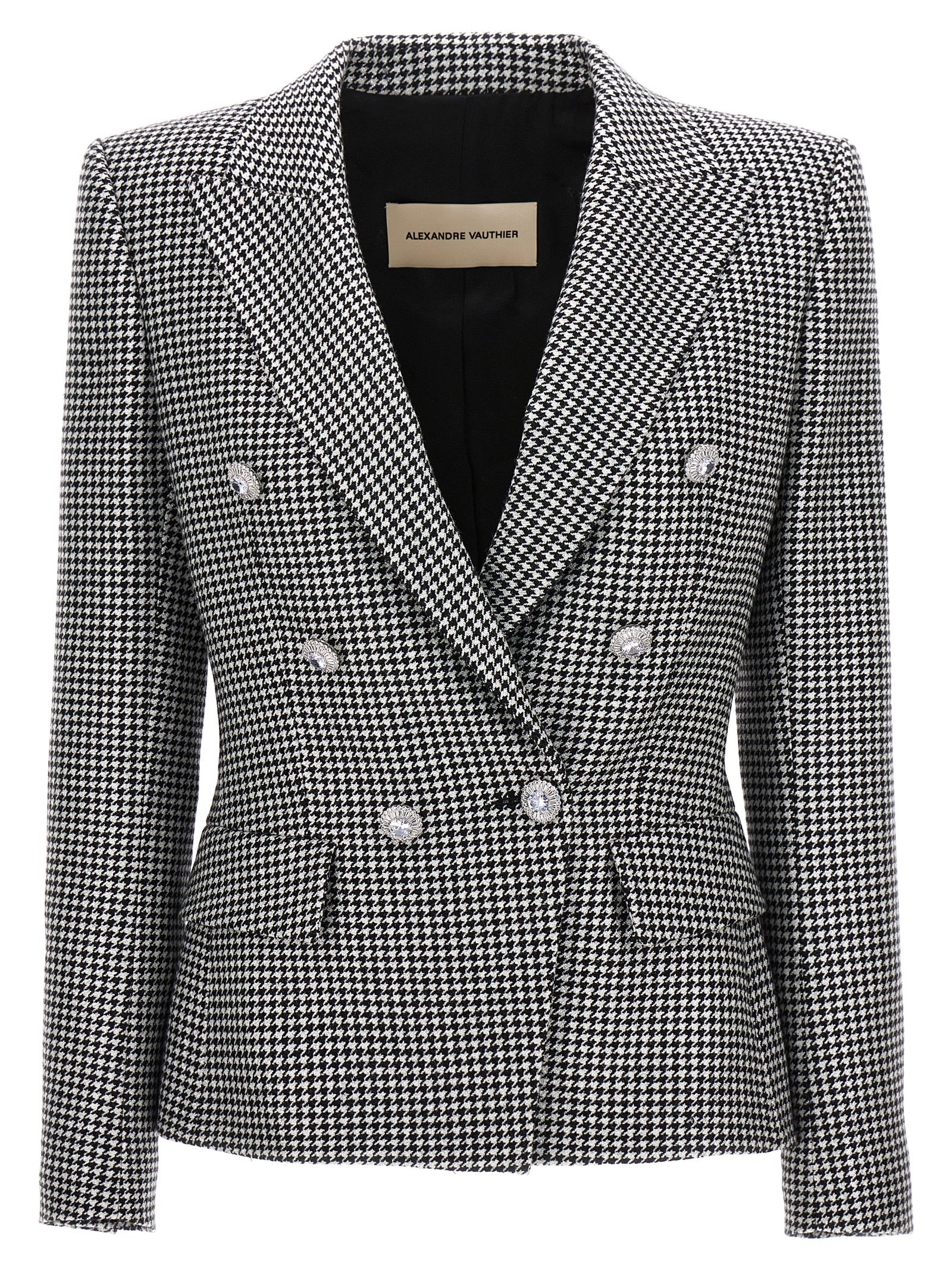 Shop Alexandre Vauthier Double-breasted Houndstooth Blazer In Multicolor
