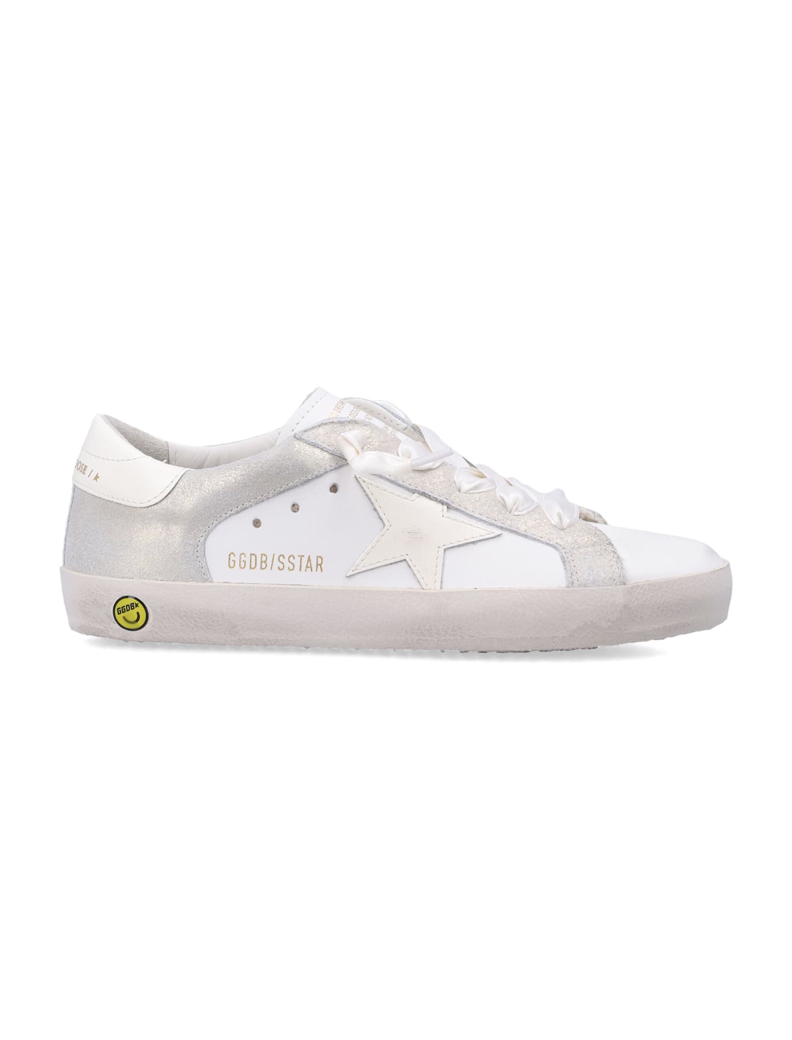 Golden Goose Kids Super-star Leather And Laminated Suede Sneakers In White