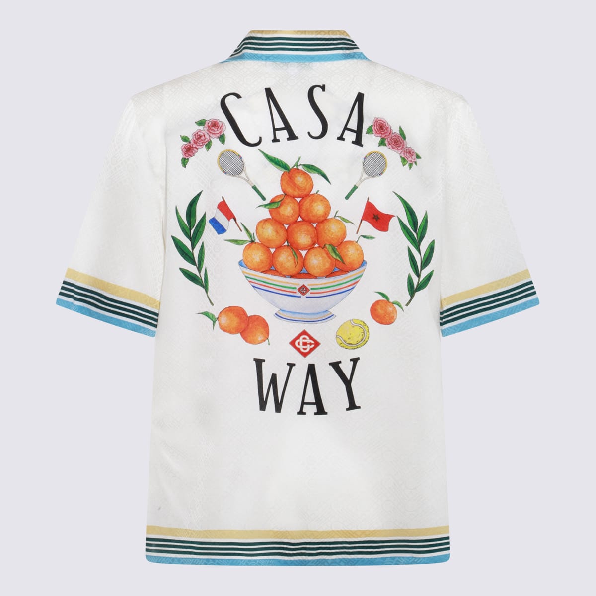 Shop Casablanca White Multicolour Silk Casa Way Shirt