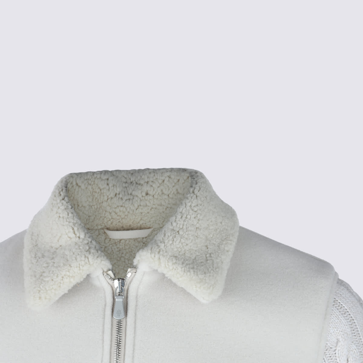 Eleventy Jacket With Beige Knitted Inserts In Gray