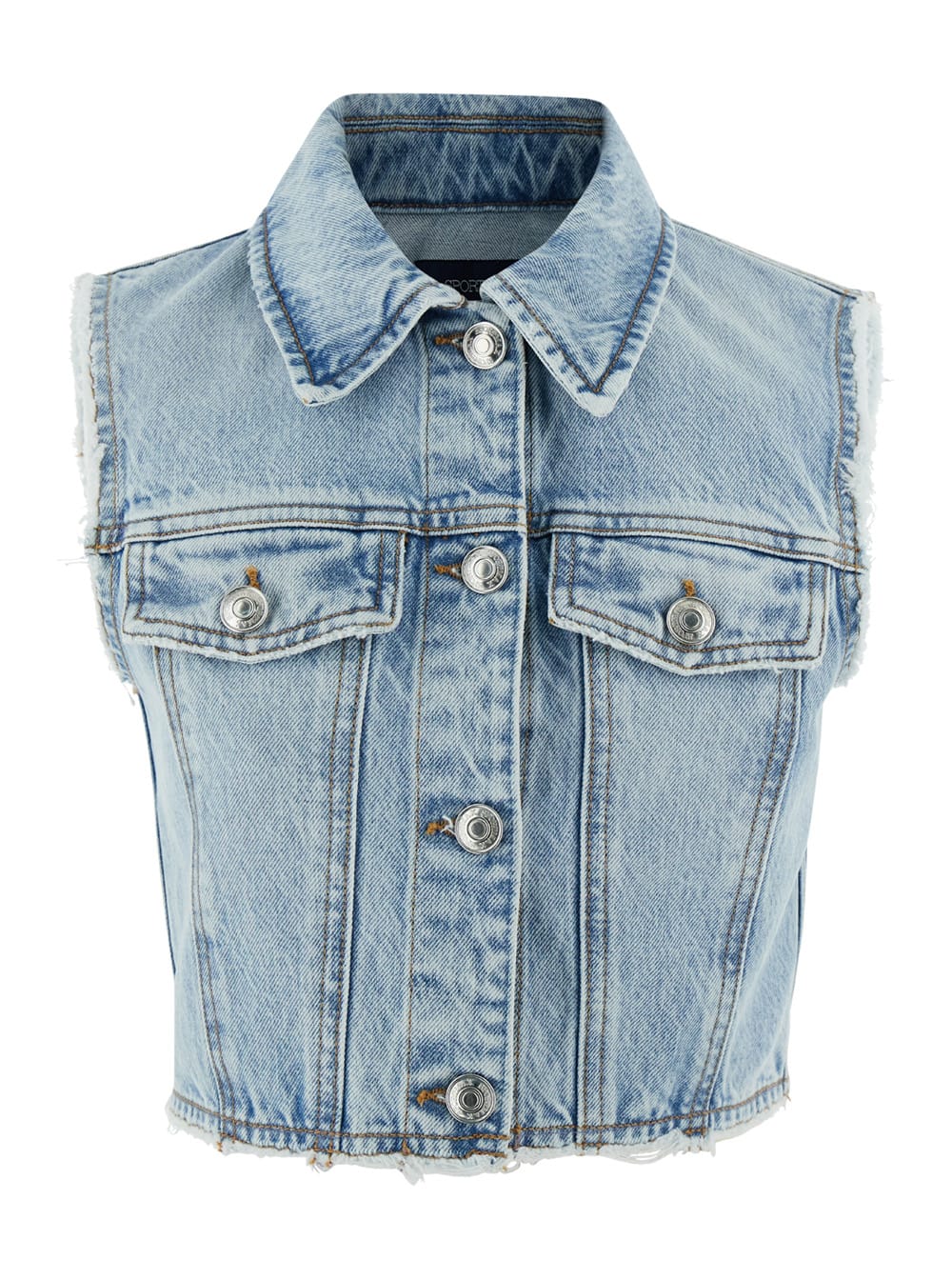 Shop Sportmax Light Blue Crop Vest In Denim Woman