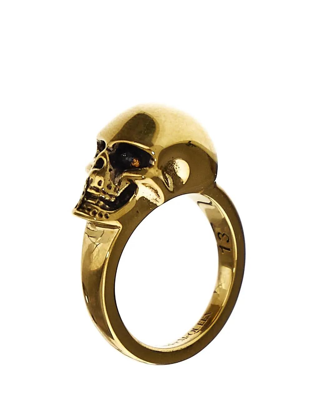 Shop Alexander Mcqueen The Side Skull Ring In Gold