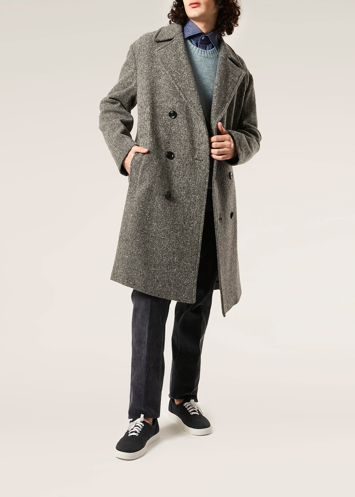 Doppiaa Aathene Grey Double-breasted Coat In Gray