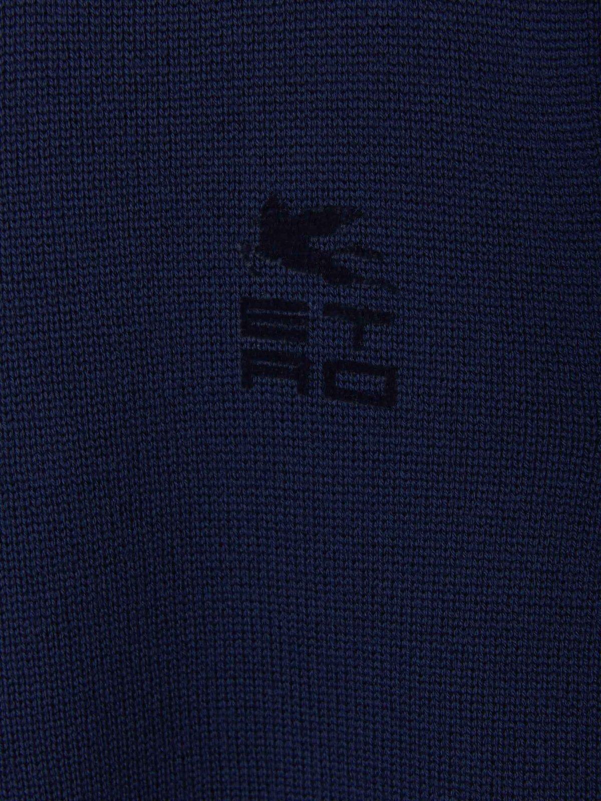 Shop Etro Logo Detailed Crewneck Jumper In Blu