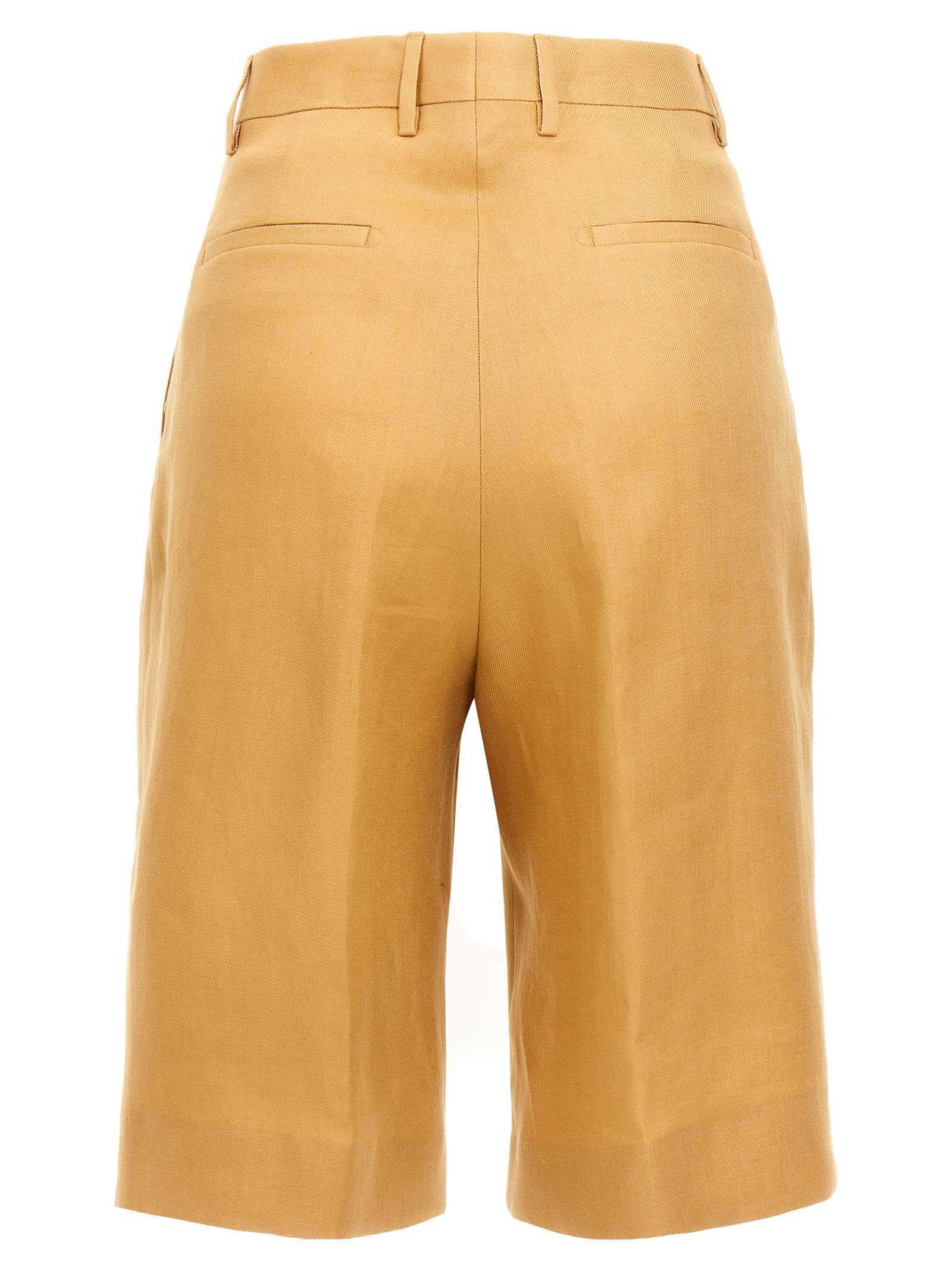 Tagliatore Front Pleated Bermuda Shorts With Belt Loops In Orange