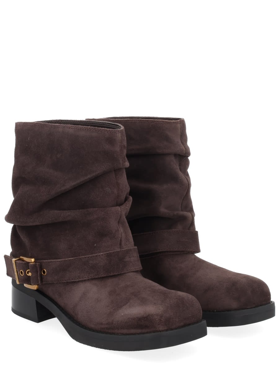 Michael Kors Slouchy Ankle Boots Buckle Detail In Brown