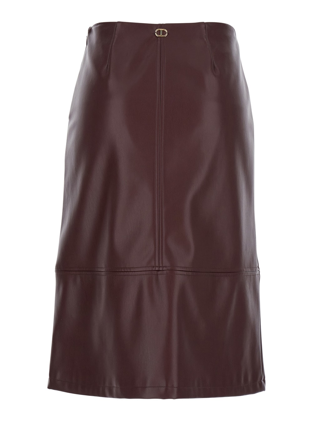 Twinset Button-detailed Leather Midi Skirt In Black