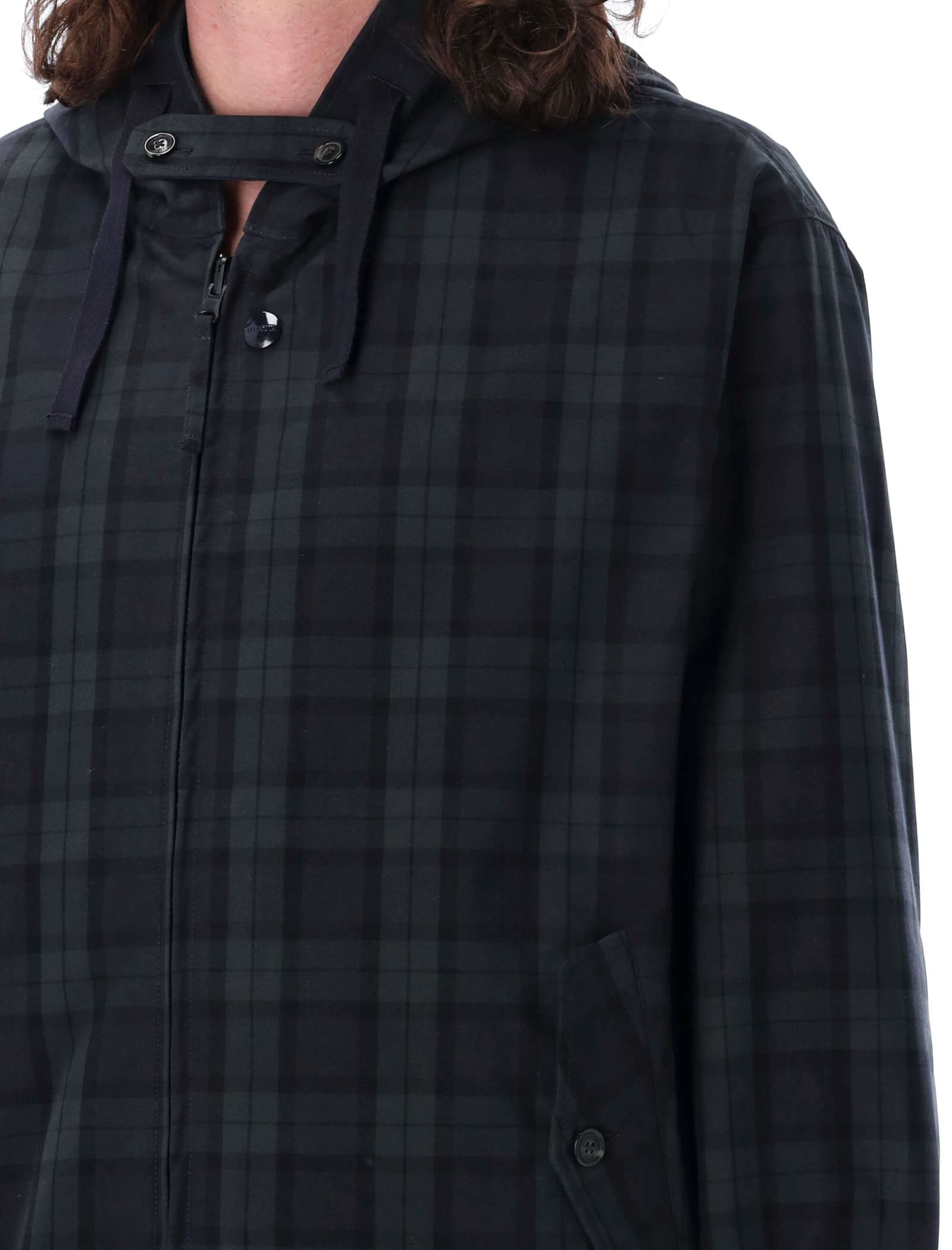 Shop Baracuta Four Climes Reversible Hooded Jacket In Navy Check