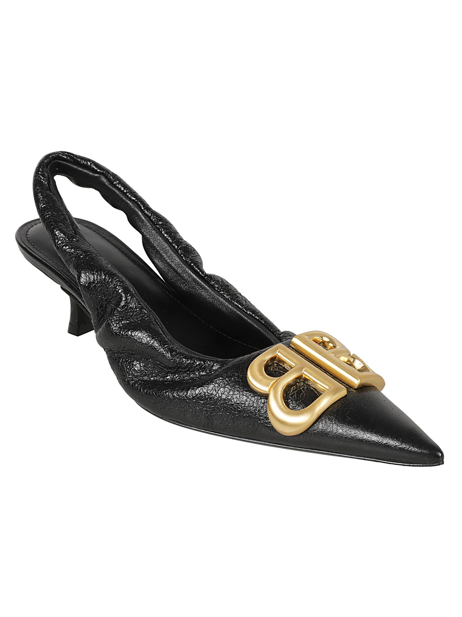 Balenciaga Monaco 50mm Slingback Pumps In Black/gold