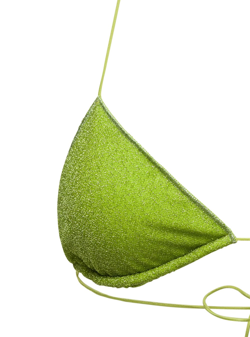 Shop Oseree Green Triangle-shaped Bikini In Lurex Woman