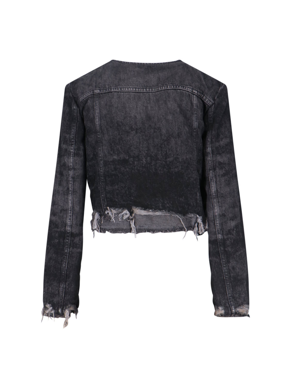 Diesel Grey Jacket With Round Neck And Frayed Edges In Cotton Blend Woman In Multi