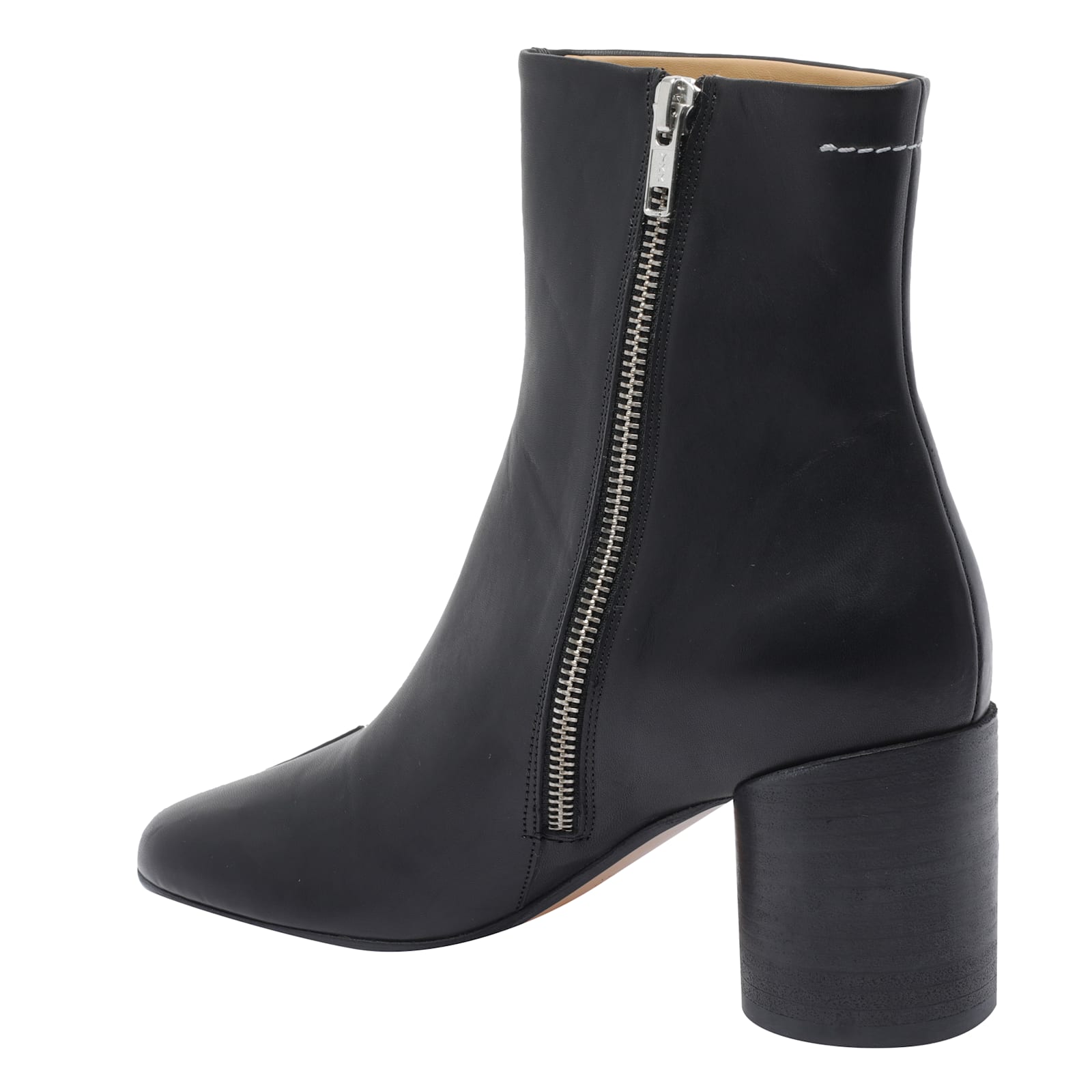 Mm6 Maison Margiela Mm6 By Maison Margiela Anatomical Black Leather Ankle Boots In Black
