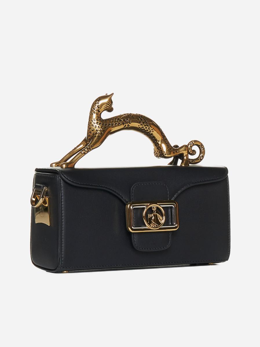Lanvin Black Nano Pencil Cat Top Handle Bag In Black