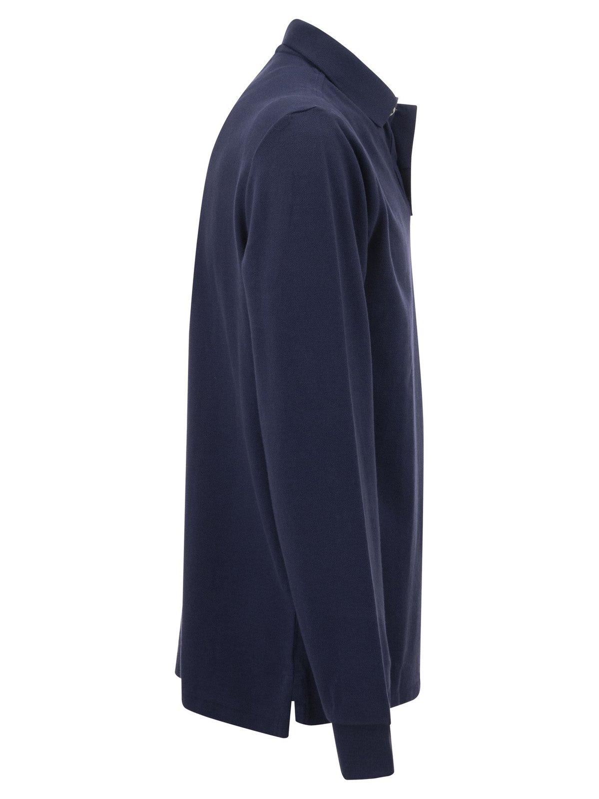 Polo Ralph Lauren Long-sleeved Polo Shirt With Classic Collar In Navy