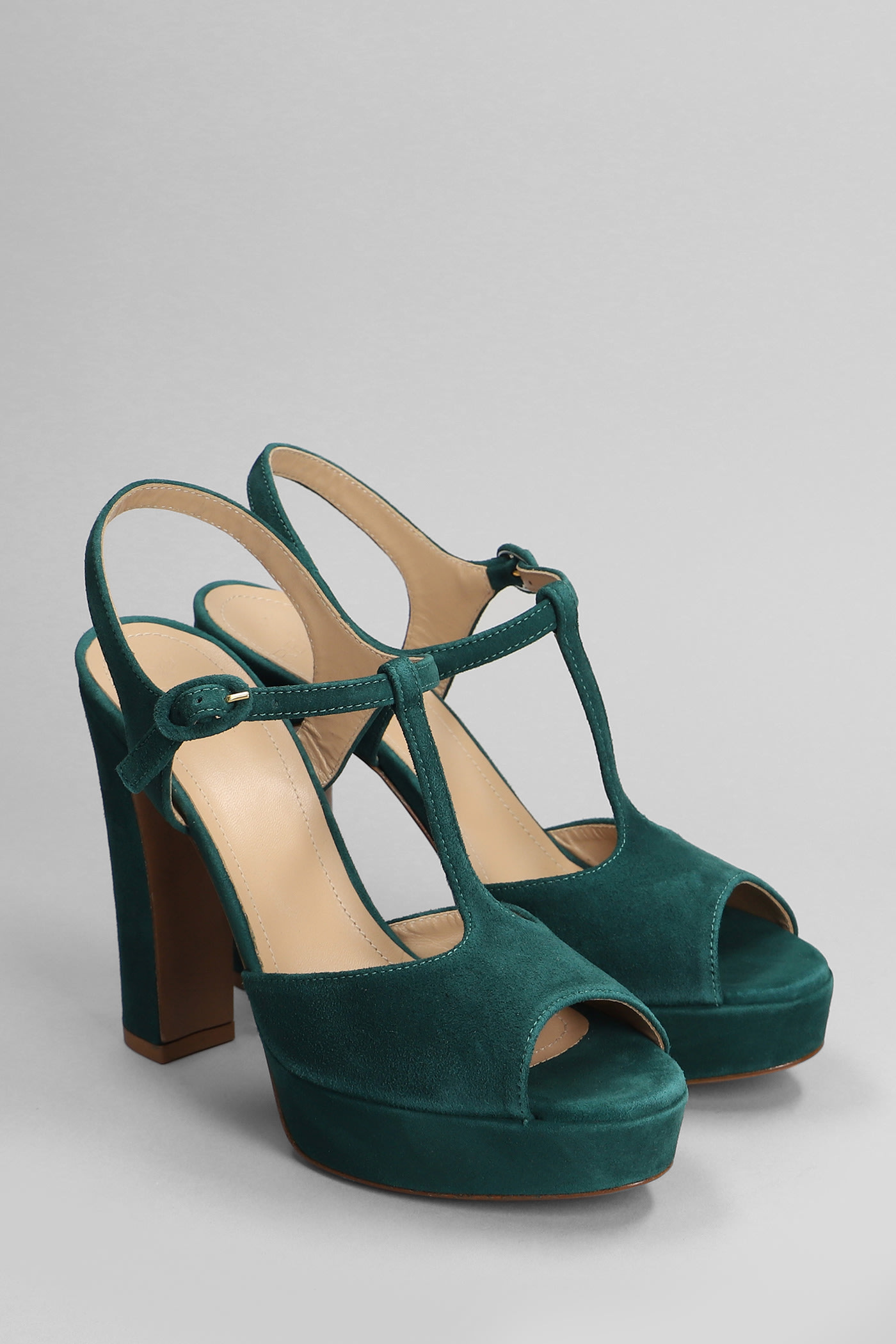 Shop Relac Sandals In Green Suede