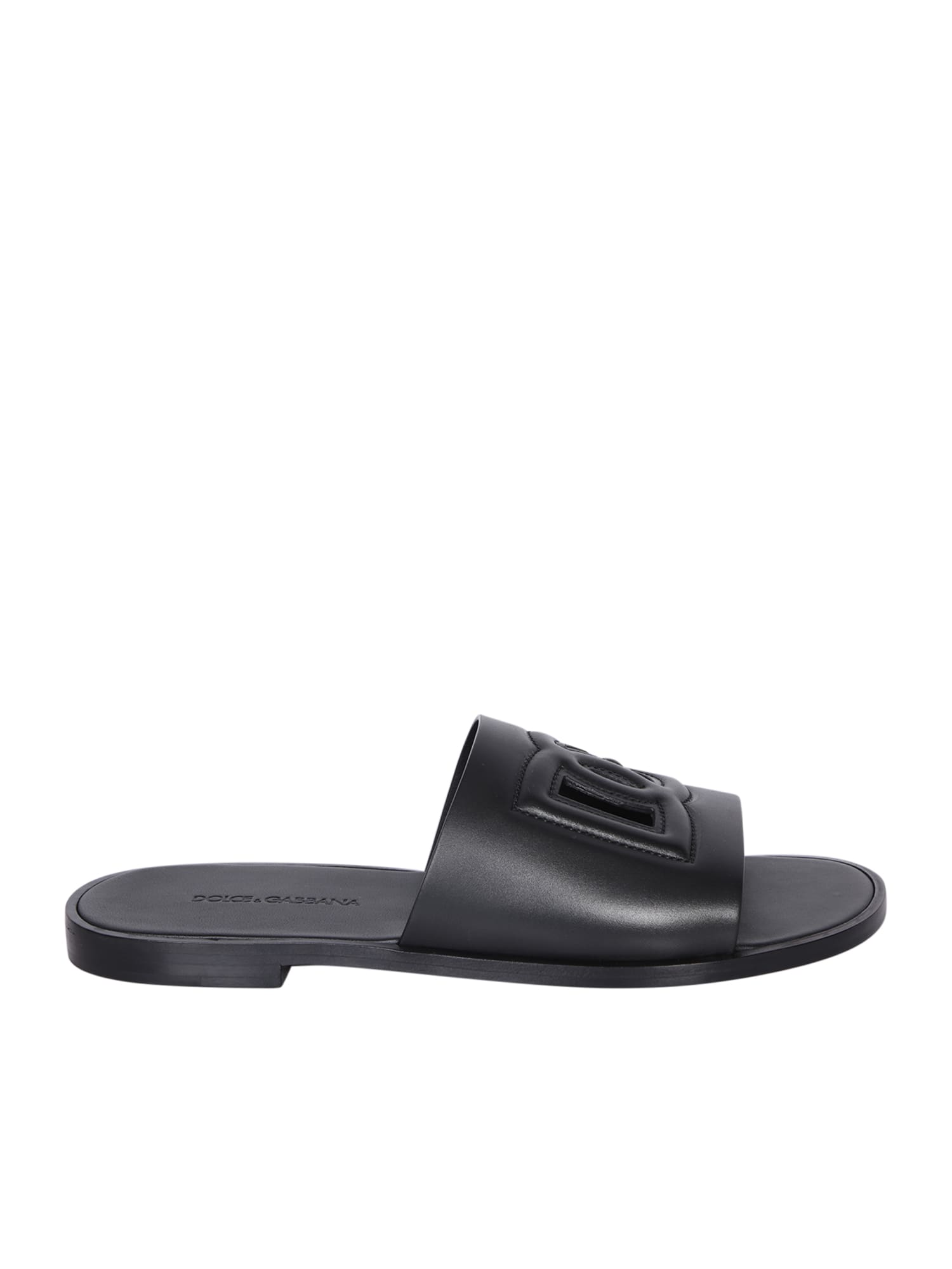 Shop Dolce & Gabbana Logo Black Sandals