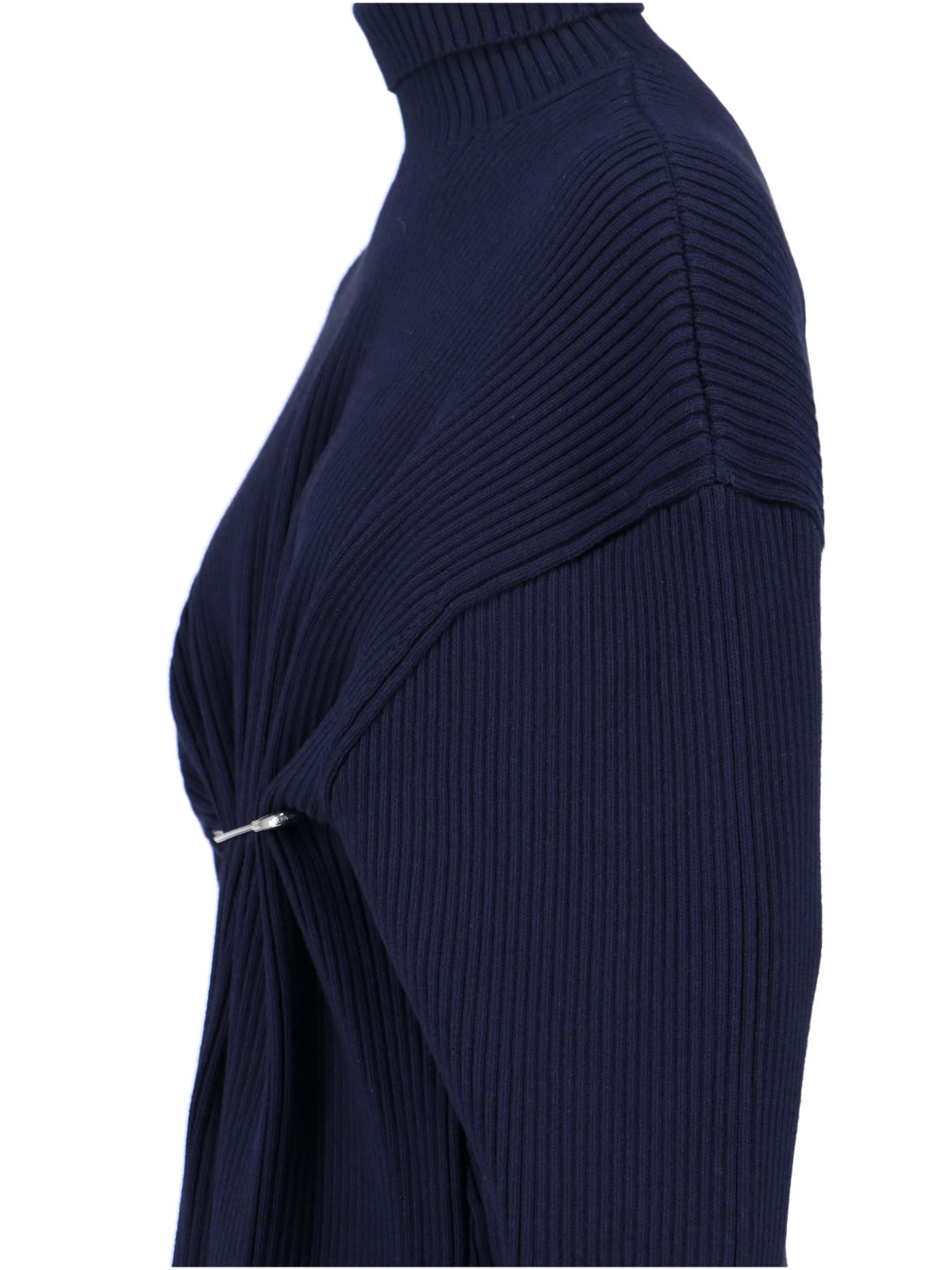 Balenciaga Knitted Midi Dress In Blue
