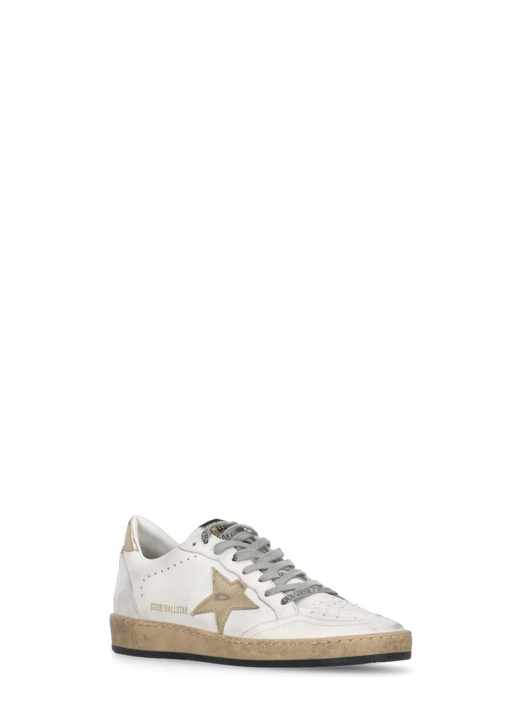 Golden Goose Leather Sneakers With Laminated Star And Heel Detail In White